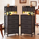 Advwin Set of 2 LED Bedside Table 6 Fabric Drawers
