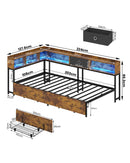 Advwin King Single Corner Bed Frame with Storage Drawers