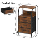 Advwin Bedside Table w/ Charging & 3 Drawers