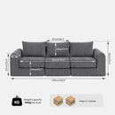 Advwin 235cm Corduroy 3-Seater Modular Sofa Bed