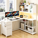 Advwin L Shaped Gaming Desk with LED Lights 148cm