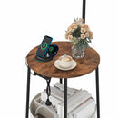 Advwin Floor Lamp with Round Side Table Rustic Brown