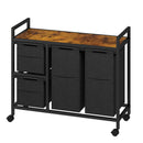 Advwin 4 Section Rolling Laundry Basket with Storage Shelf