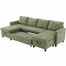 Advwin 253cm U Shaped Chenille Sectional Sofa w/ Pull Out Bed