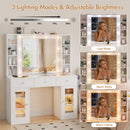 Advwin LED Dressing Table w/ Glass Top & Charging Station