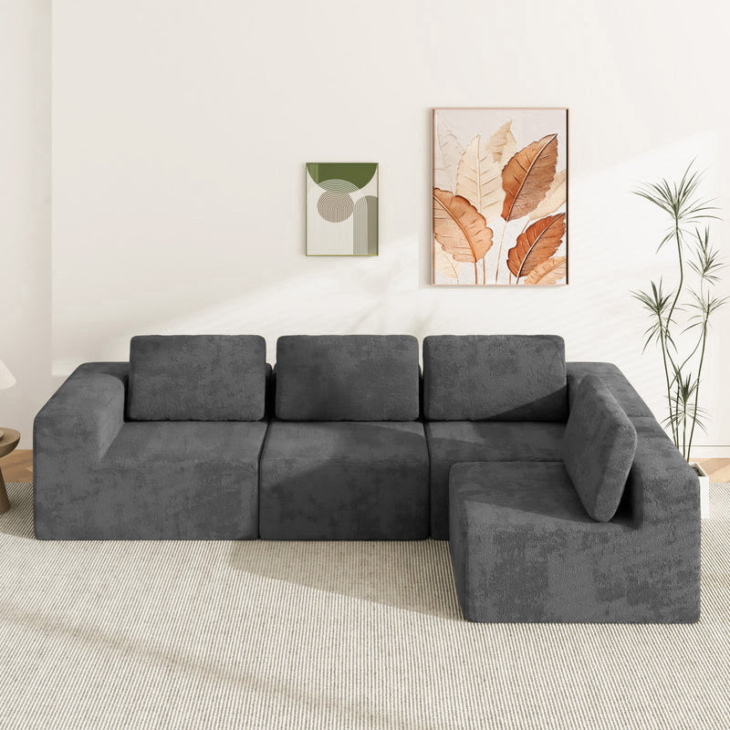 Advwin 4 Seater L-Shaped Chenille Modular Sectional Sofa