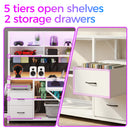 Advwin L Shaped Gaming Desk with LED Lights 130cm