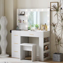 Advwin Vanity Desk with Lighted Mirror and Charging Port