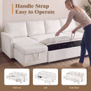 Advwin 253cm U Shaped Chenille Sectional Sofa w/ Pull Out Bed