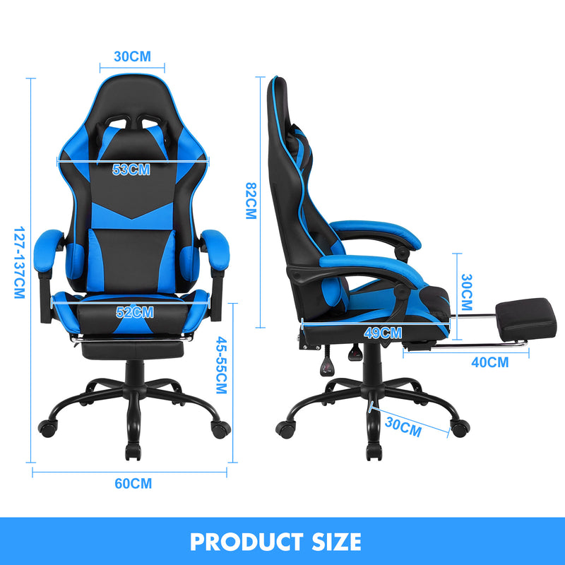 Gaming Desk & Gaming Chair Tilt 135° Blue w/Footrest