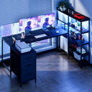 Advwin U Shaped Gaming Desk with LED Lights 164cm