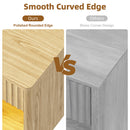 Advwin Fluted Wood Bedside Table w/ Charging Station