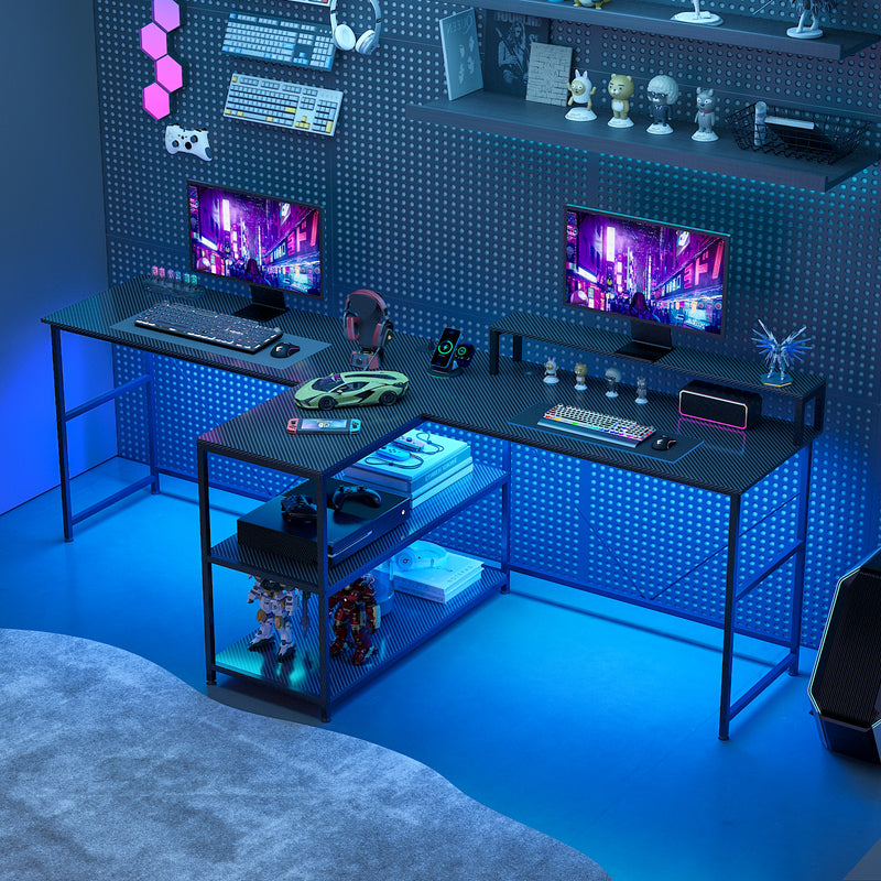 Advwin 236cm 2 Person LED Computer Desks w/ Power Outlets