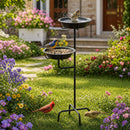Advwin Freestanding Metal 2-in-1 Bird Bath & Feeder