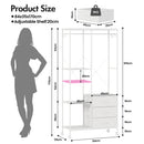 Advwin Clothes Rack with Fabric Dresser Drawers White