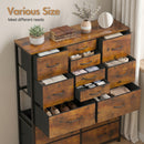 Advwin Tall Dresser with 16 Fabric Drawers Rustic Brown