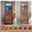 Advwin Tall Bedside Table with Charging Station