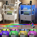 Advwin LED Bedside Tables with Fabric Drawer Set of 2