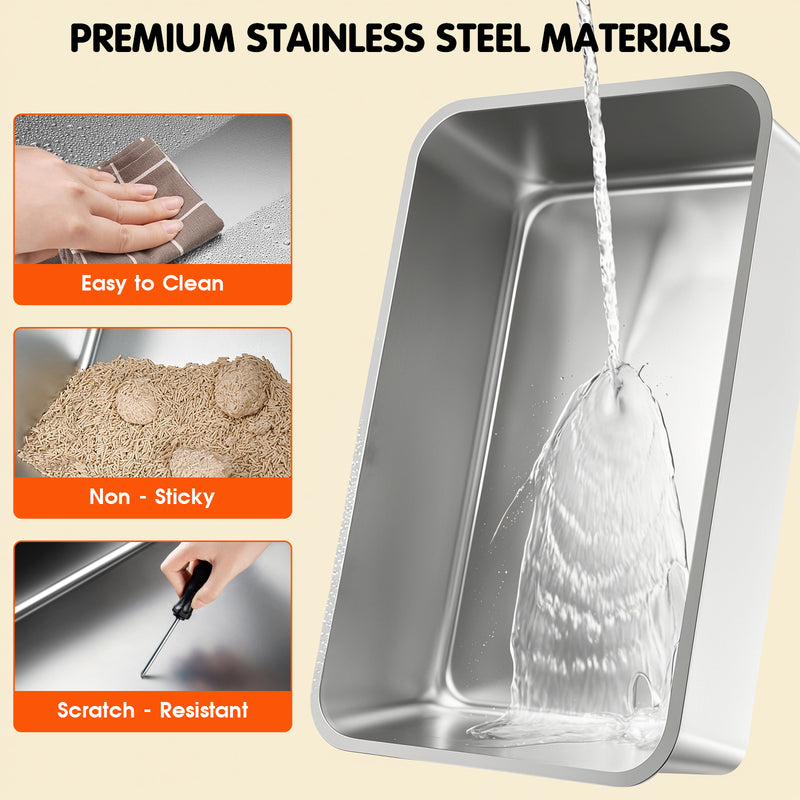 Advwin XL Stainless Steel Cat Litter Box with Lid