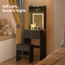 Advwin Dressing Table Stool Set Glass Desktop