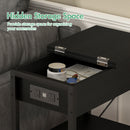 Advwin Side Table Flip Top Night Stand with Charging Station
