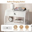 Advwin Bedside Table with 3 Drawers and Charging Station