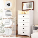 Advwin Dresser Chest of 5 Drawers with Mirror & LED Lights