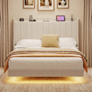 Advwin Velvet Floating Bed Frame with RGB LED
