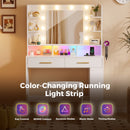 Advwin Dressing Table Stool Set w/ LED Lights & Storage