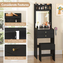 Advwin Dressing Table Stool Set Glass Desktop