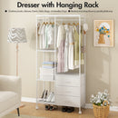 Advwin Clothes Rack with Fabric Dresser Drawers White