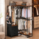 Advwin L-Shaped Portable Closet Rack with 3 Drawers