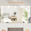 Advwin Dressing Table Stool Set Glass Top Vanity(Pre_Order)