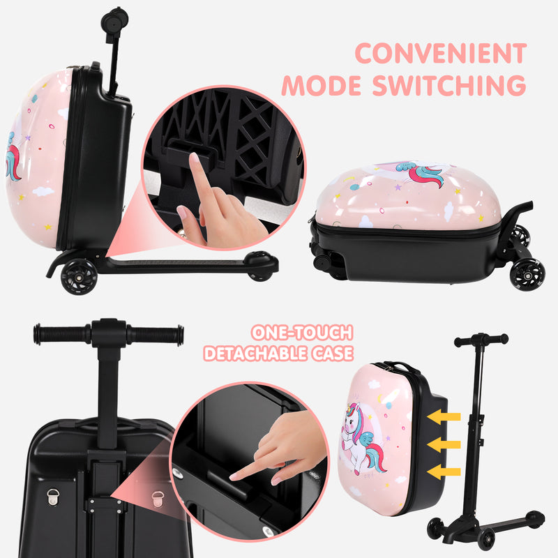 Advwin Foldable 2-in-1 Kids Ride-on Luggage with Wheels