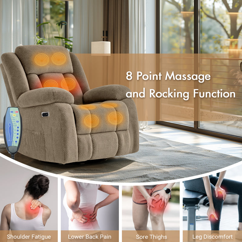 Advwin 8-Point Electric Heat Massage Chair Light Brown