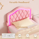 Advwin LED Velvet Bed Frame w/ Adjustable Headboard King Single