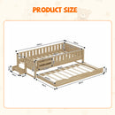 Advwin Low Wooden Kids Daybed with Trundle & Fence