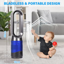 Advwin Portable Bladeless Tower Fan Black and Blue
