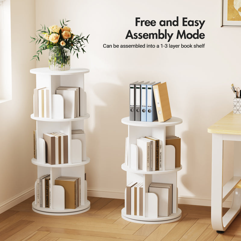 Advwin 3 Tiers Rotating Bookshelf Corner Bookcase Cabinet(Pre-order)
