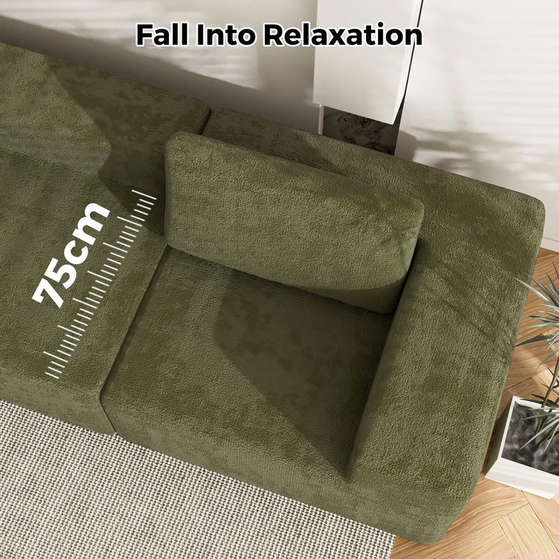 Advwin 340cm 4 Seater Sofa Convertible L Shaped Sofa Green