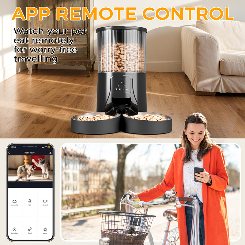 Advwin 4L Automatic Cat Feeder for 2 Cats with Camera