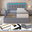 Advwin Hidden Storage Bed Frame w/ Charging Station Grey