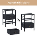 Advwin 3-Tier Bedside Table with Fabric Drawer and Lights
