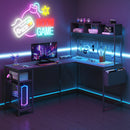 Advwin L Shaped Gaming Desk with LED Lights