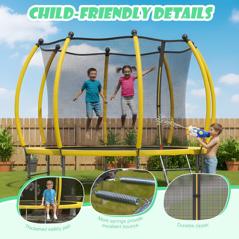 Advwin 10FT Recreational Trampoline Outdoor for Kid Yellow