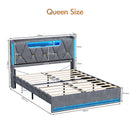 Advwin LED Bed Frame with Charging Station & Hidden Storage