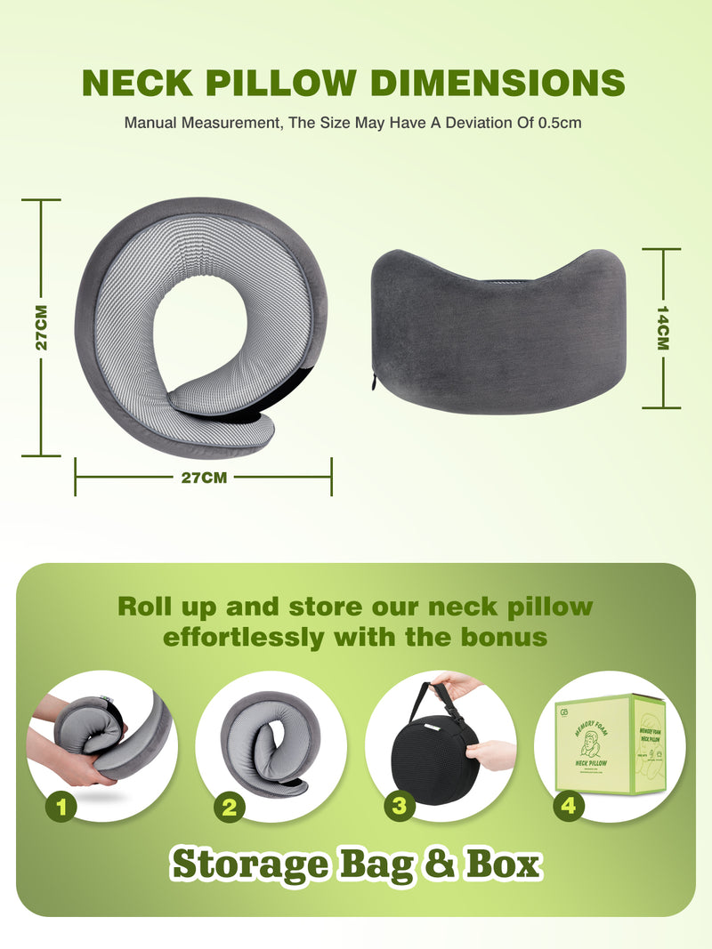 Ergonomic Travel Pillow Memory Foam Neck Pillow