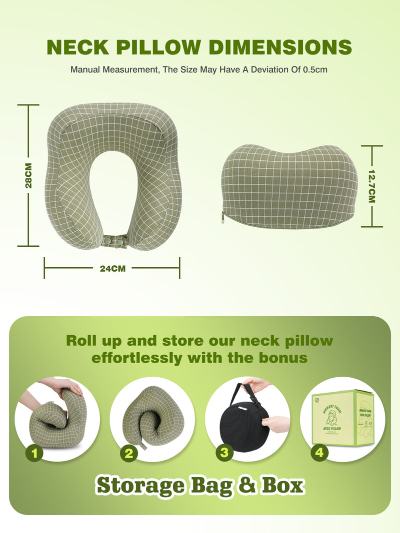 Washable 100% Pure Memory Foam Neck Pillow