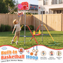 Advwin Kids Foldable Gymnastics Bar  with Basketball Hoop & Swing