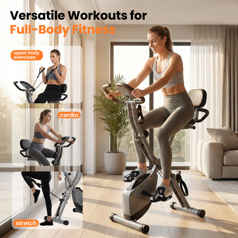 Advwin Folding Exercise Bike w/16 Level Adjustable Resistance